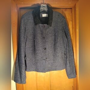 🙂Gianni Sport Black Blue Gray Womens Blazer Jacket Detachable Collar As Is
